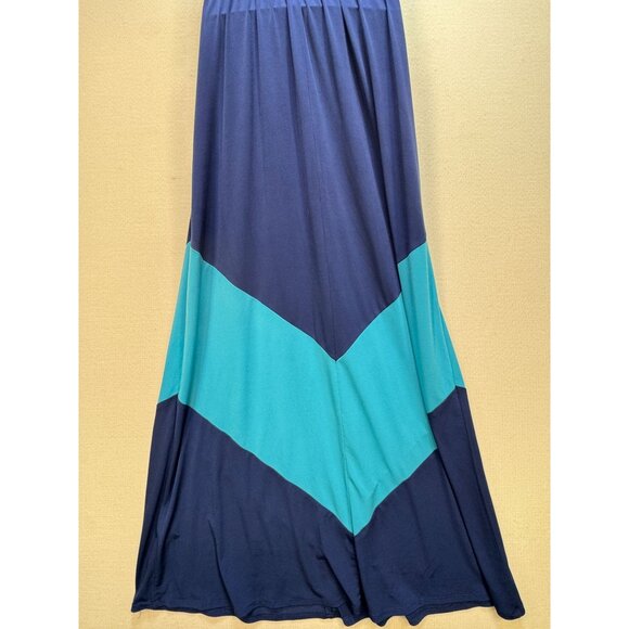 Vince Camuto Womens Colorblock Maxi Dress Sze 6 Blue Teal Sleeveless Summer Chic - Picture 8 of 11